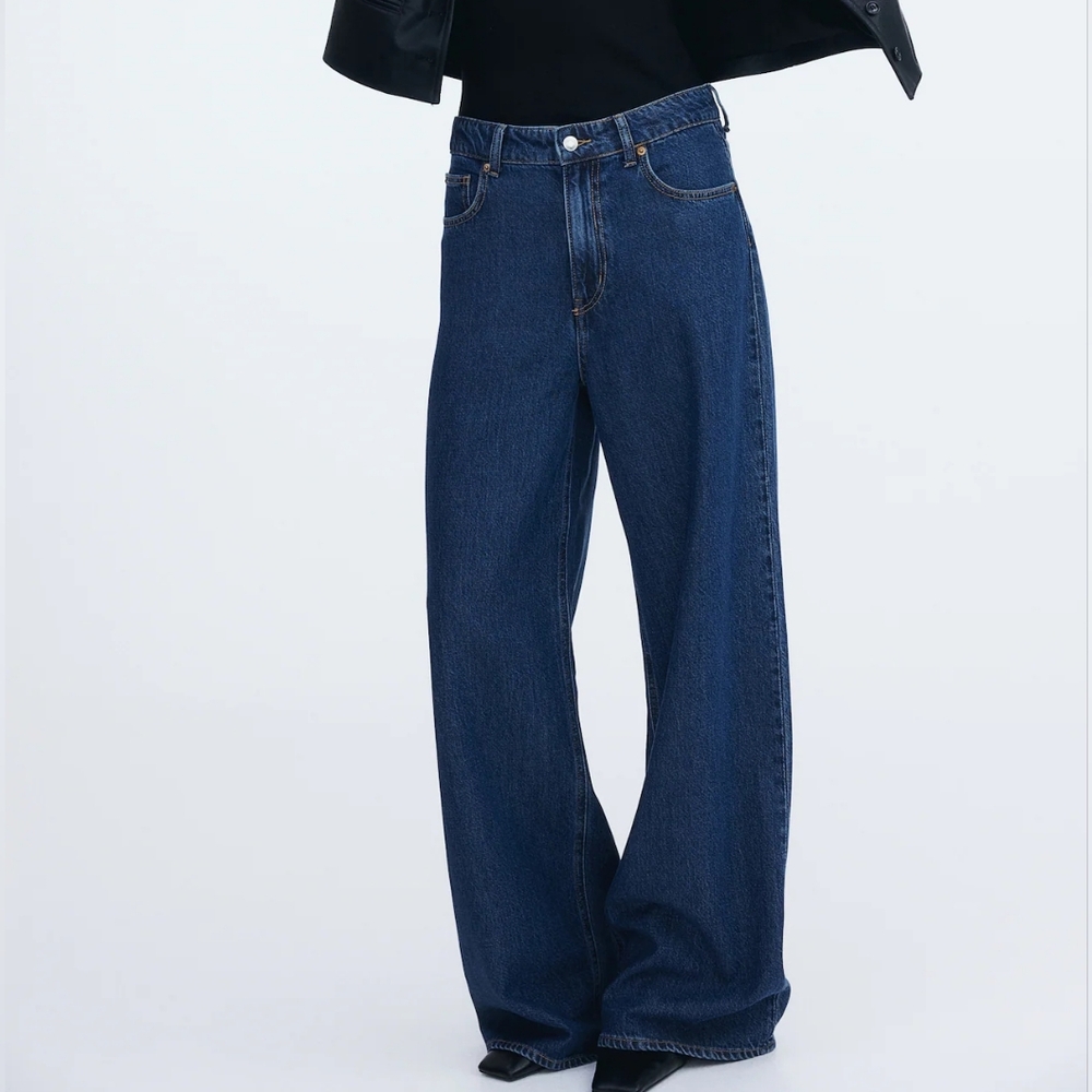 H&M High Rise Baggy Jeans Size 12 Baggy Relaxed Fit Blue Jeans
